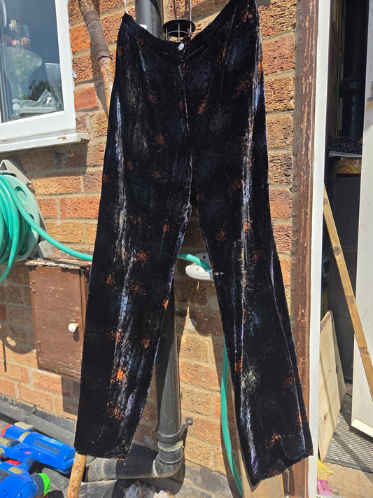 Country Casuals Devoré Velvet Wide-Leg Trousers | Black | Size L