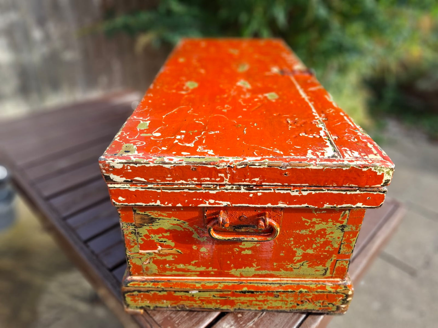 The Red Trunk | Antique Distressed Painted Wooden Chest