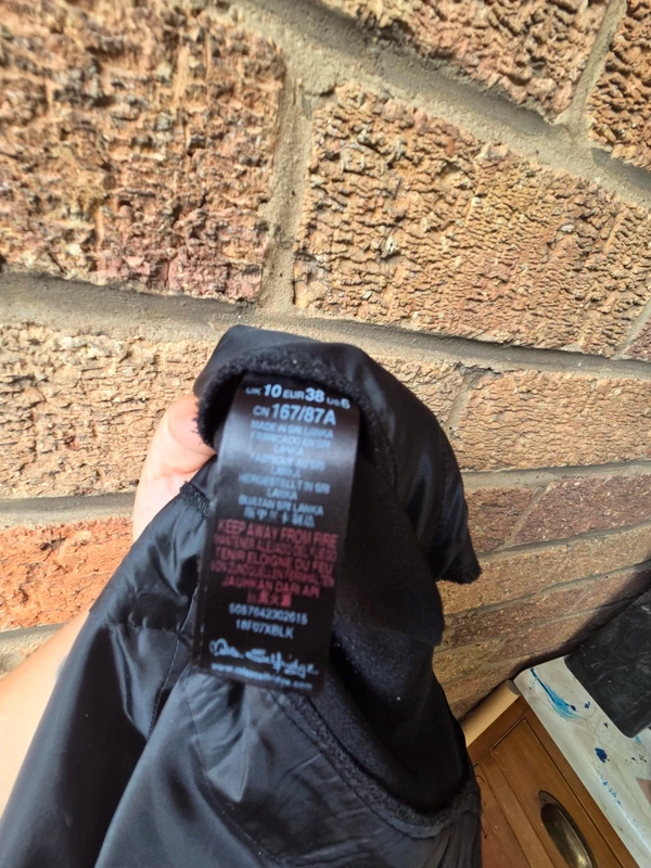 Miss Selfridge care label and size detail