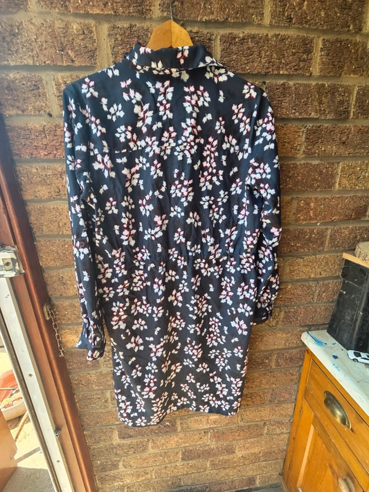 French Connection navy blossom print shirt dress - back view