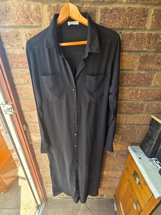 Brave Soul black longline shirt dress - front view