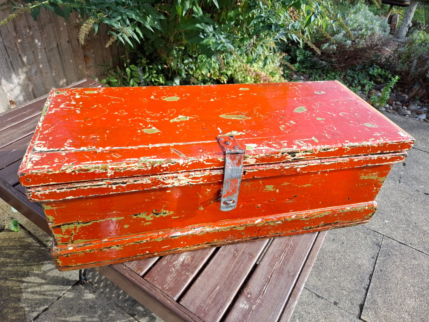 The Red Trunk | Antique Distressed Painted Wooden Chest