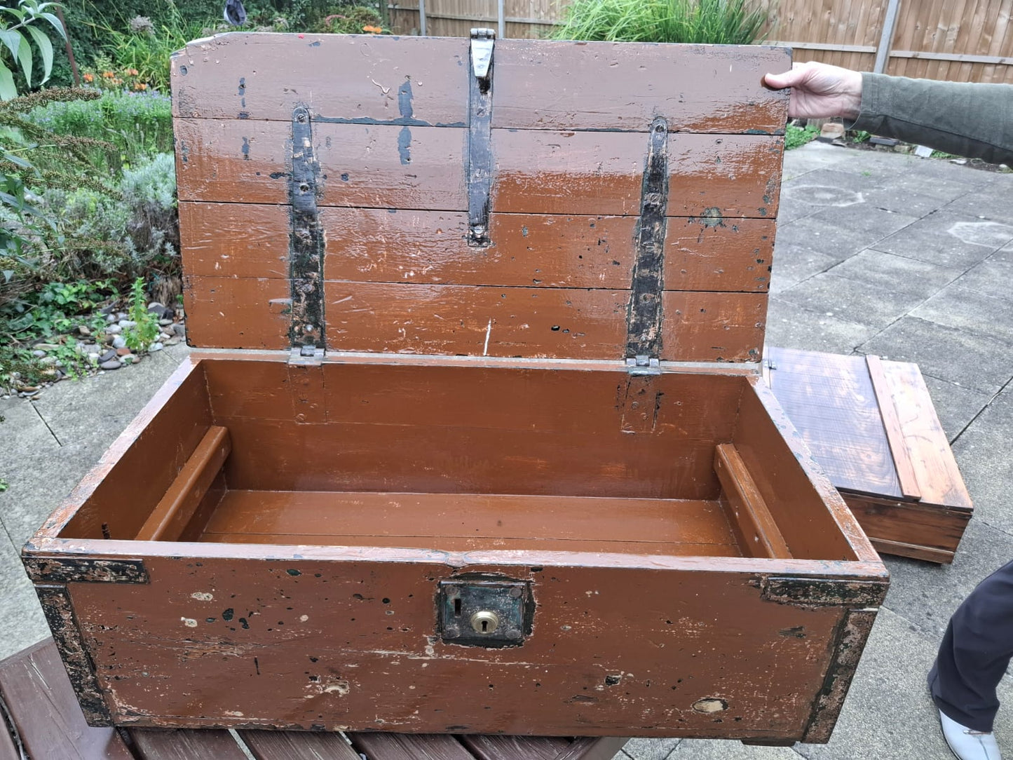 The Campaign Chest | Antique Distressed Wooden Trunk with Brass Lock