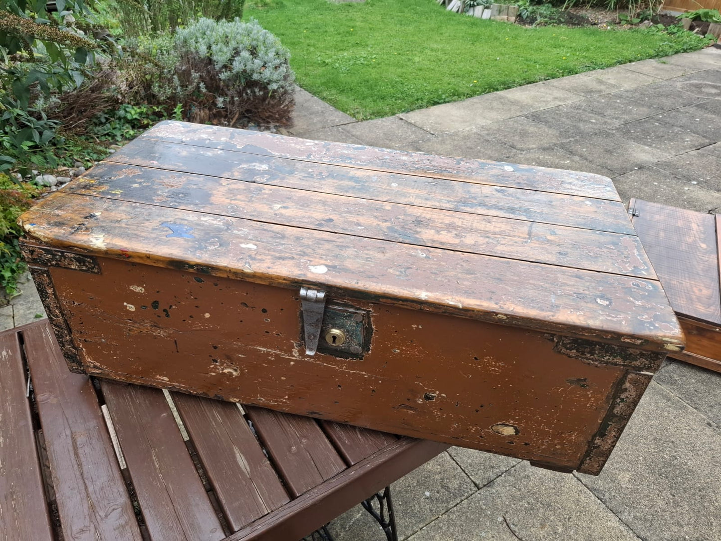 The Campaign Chest | Antique Distressed Wooden Trunk with Brass Lock