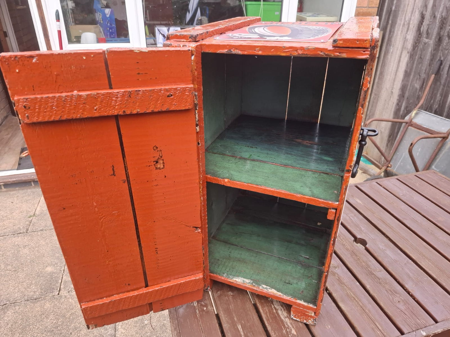 The Petrol Cabinet | Vintage Style Upcycled Wooden Cabinet with Enamel Signs