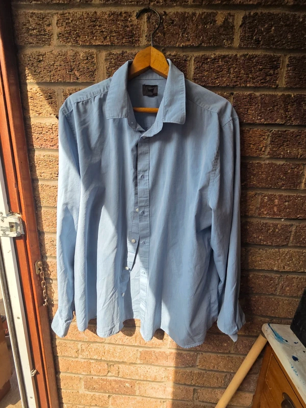 H&M pale blue slim fit shirt - front view