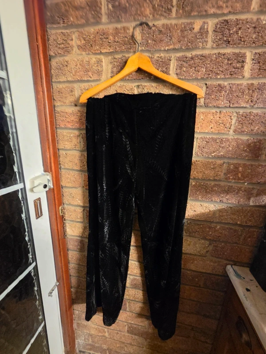 Betty Barclay black devoré velvet trousers - front view