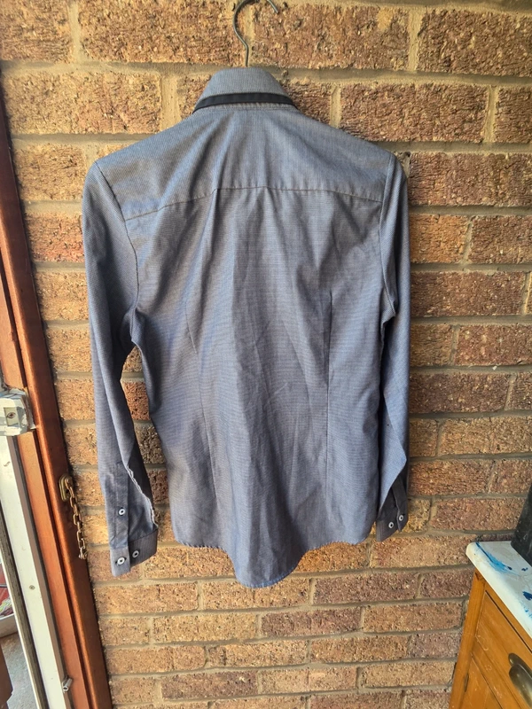 River Island grey double collar slim fit shirt - back view
