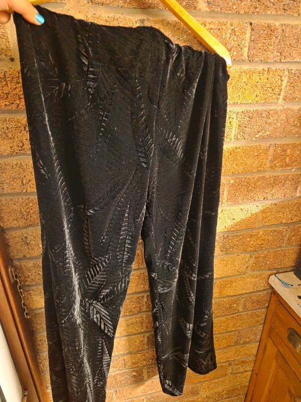 Betty Barclay black devoré velvet trousers - back view