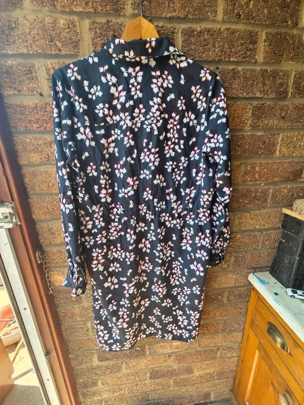 French Connection navy blossom print shirt dress - back view
