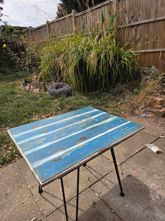 Reclaimed Wood Side Table | Hairpin Legs | Handmade